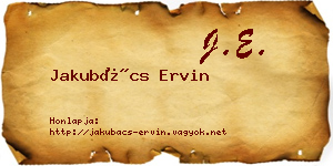 Jakubács Ervin névjegykártya