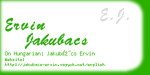 ervin jakubacs business card